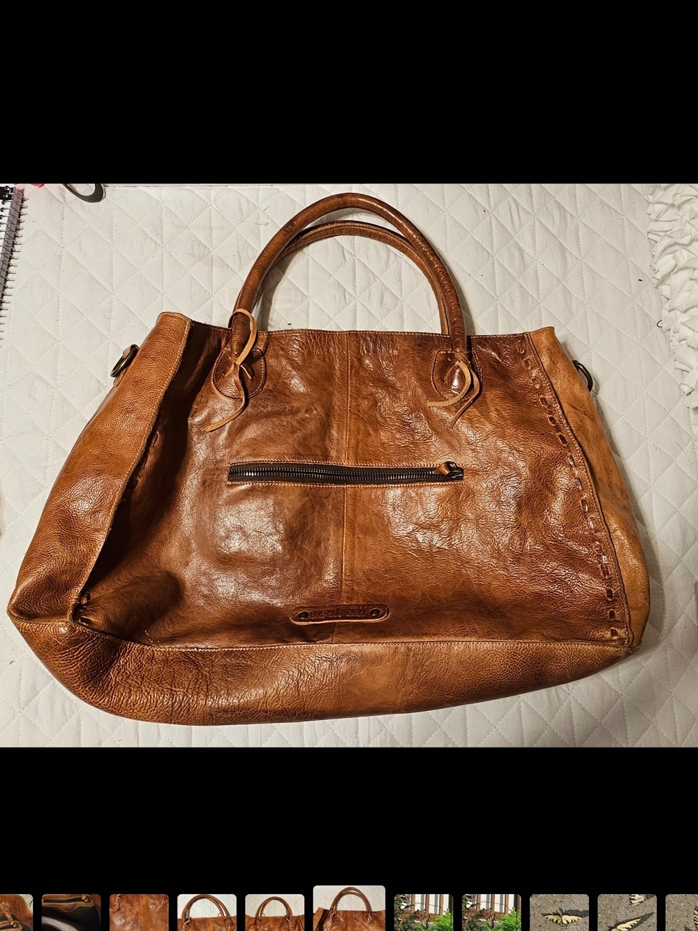 Bed Stu Cognac Brown Leather Satchel Tote